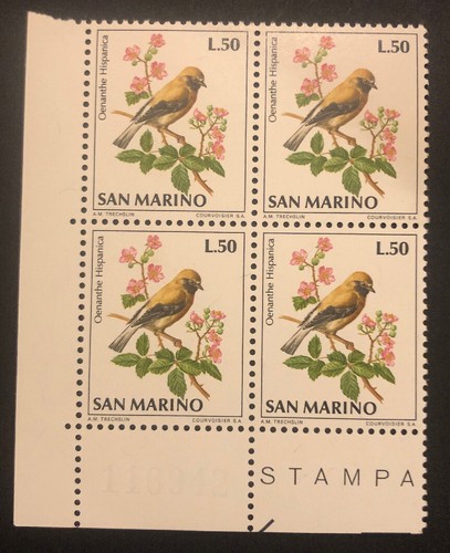 San Marino 1972 - Uccelli Serie Completa in Quartina MNH** Angolo Di Foglio - Foto 8 di 10