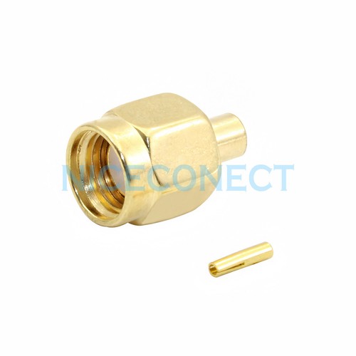 10x Conector de soldadura RP-SMA macho (pin hembra) para cable semirrígido RG405 0,086" - Imagen 2 de 3