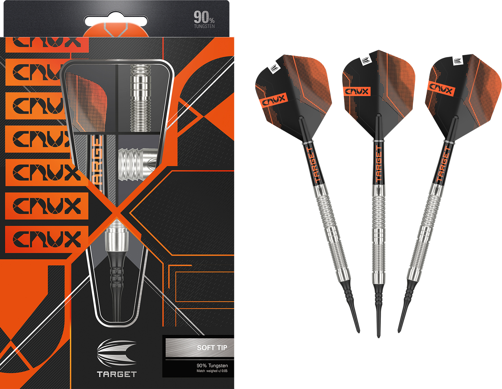 Мишень для мягких дротиков Crux 10 с мягким наконечником из 90% вольфрама Softdart Dartpfeile Set NEU