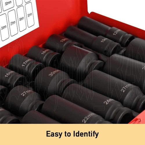 35pcs 1/2" Drive Deep Impact Socket Tool Set Metric Garage Workshop Tools 8-32MM - Picture 8 of 12