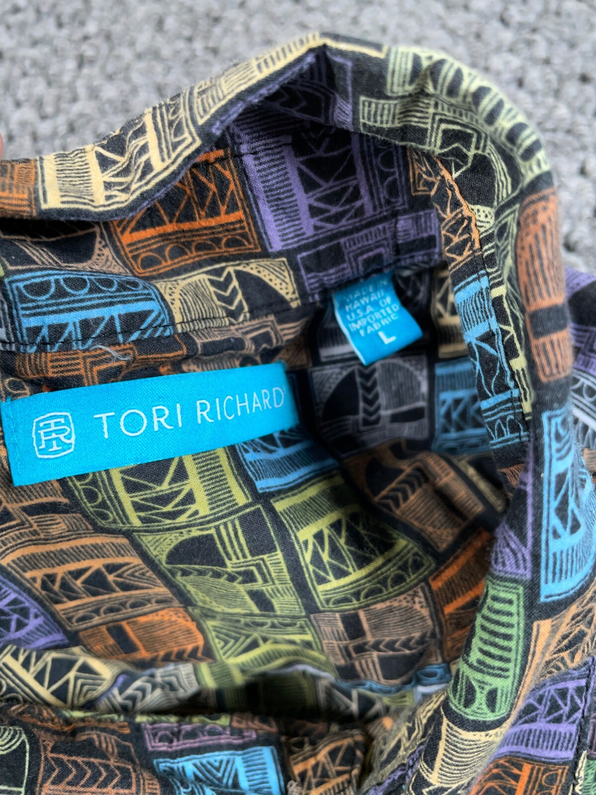 Tori Richard Geometric Aloha Shirt Adult Large Co… - image 3