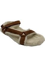 Vionic Suede Adjustable Fuzzy Sandals Viva Toffee