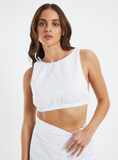 SUBTITLED Ivy Elastic Back Crop Top White - Size S - Worn Once