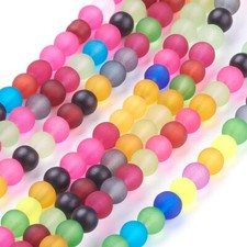 20Strd Transparent Glass Round Frosted Beads Tiny Crystal Loose Spacer Craft 4mm