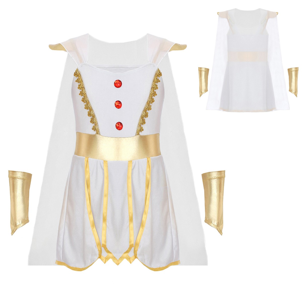 She Ra Costume Glitter Print Adult White Dress She Ra Costume Glitter Print Adult White Dress