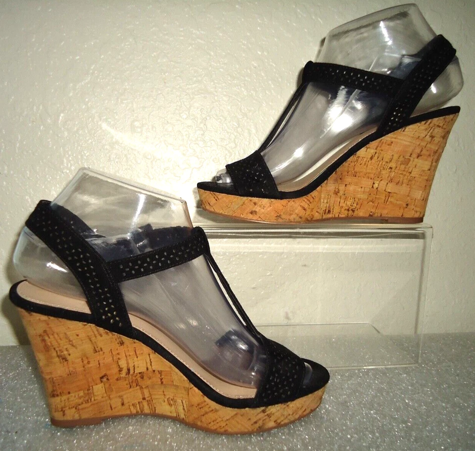 Sandalias de plataforma Charles by Charles David para mujer con cuña de corcho negras talla 6M/36 Foto 3 de 4