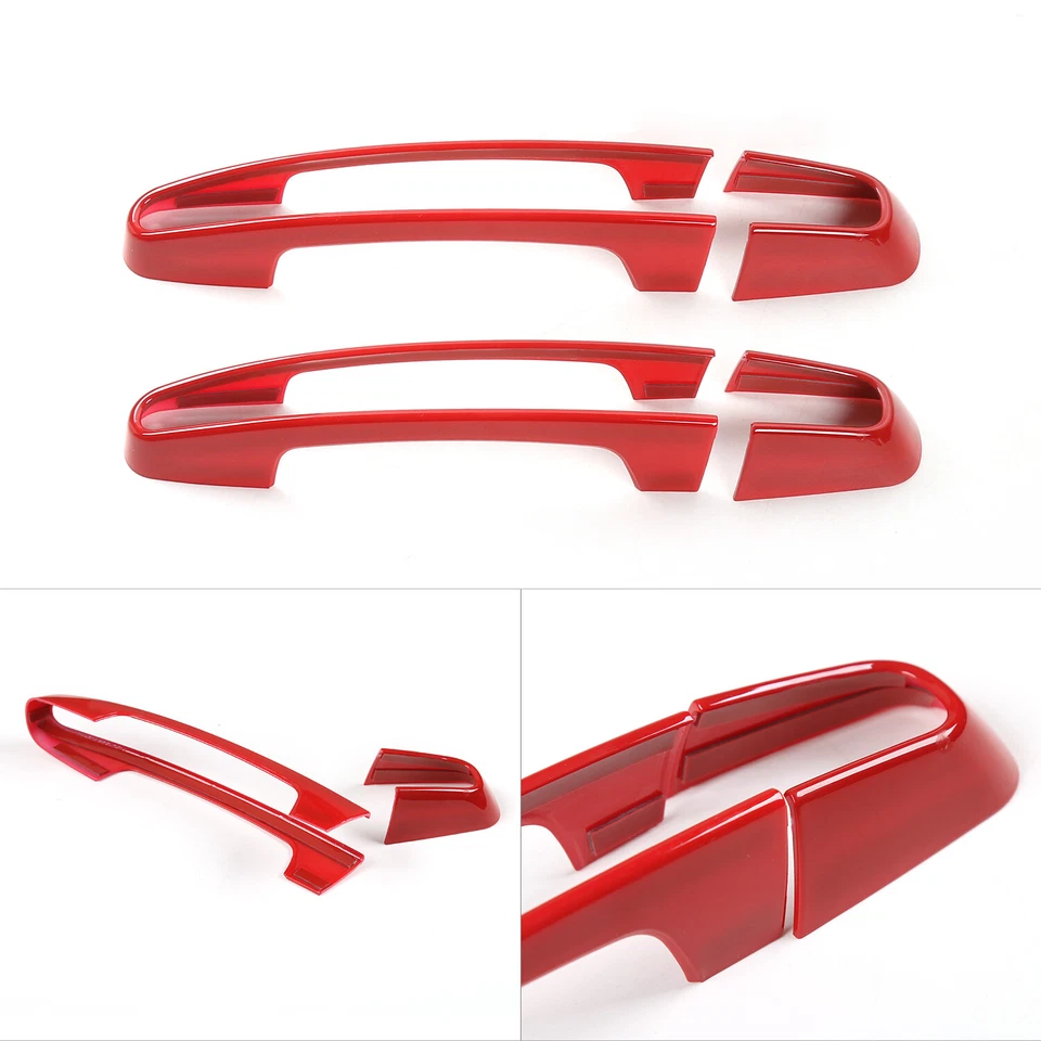 2pcs Exterior Door Handle Decor Cover Trim Bezels For Chevrolet Camaro 2017+ Red - Image 3 of 4