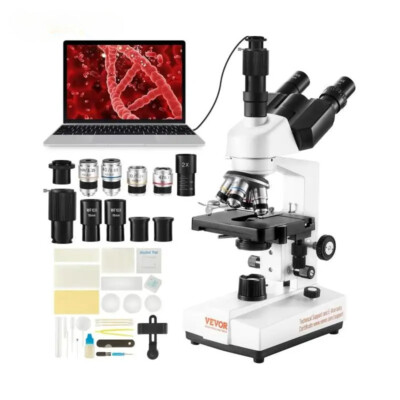 Compound Trinocular Microscope Magnification Lab with LED Illumination& External