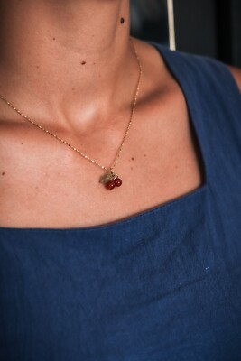 Cherries Pendant Necklace, Womens Necklace, Red Cherry, Gfit for her,