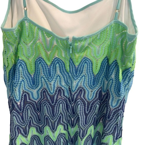 Lilly Pulitzer Zigzag Crotchet Knit Slip Dress Green Blue Size S - Picture 5 of 7