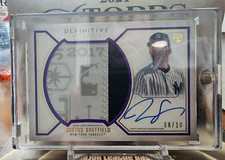 2019 Topps Definitive JUSTUS SHEFFIELD RC Rookie On-Card Auto & Sick Patch #/10