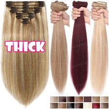 100 Remy Human Hair Clip In 8 Pieces/Set Extensions Double Weft Thick Straight