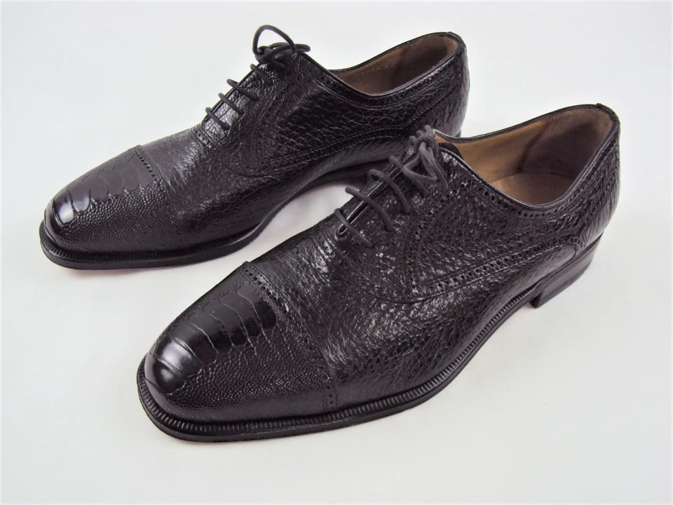 ZAPATO DE VESTIR MORESCHI OXFORD PARA HOMBRE ADRIANO PUNTA DE AVESTRUZ CUERO TALLA 8 ¡NUEVO!! Foto 3 de 4