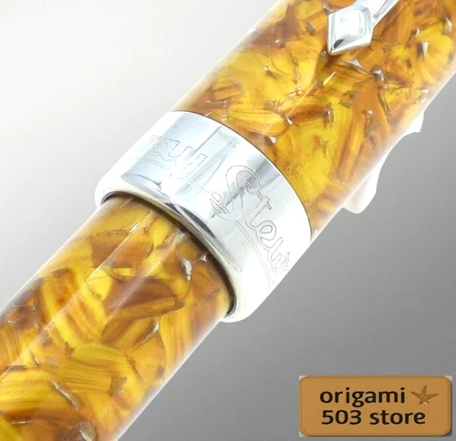 Conway Stewart Fountain Pen Silver Duro Amber 18K (F)