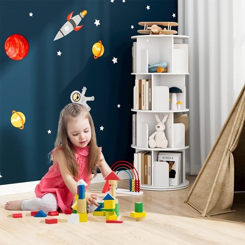 Compact 4-Tier Rotating Book Shelf - Ideal for Kids’ Rooms & Living Areas - Picture 7 of 8