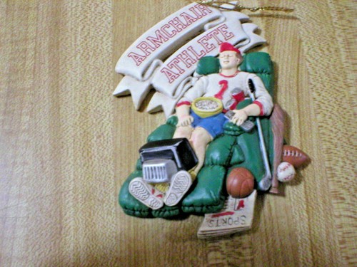 Armchair Athlete Terracotta? Ceramic? Christmas Ornament 4" x 4 1/2" New/Unused - Picture 1 of 2