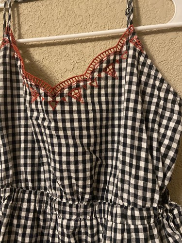 Lush Junior sz Medium Jumper Romper strappy shorts Black White Gingham - Picture 7 of 19