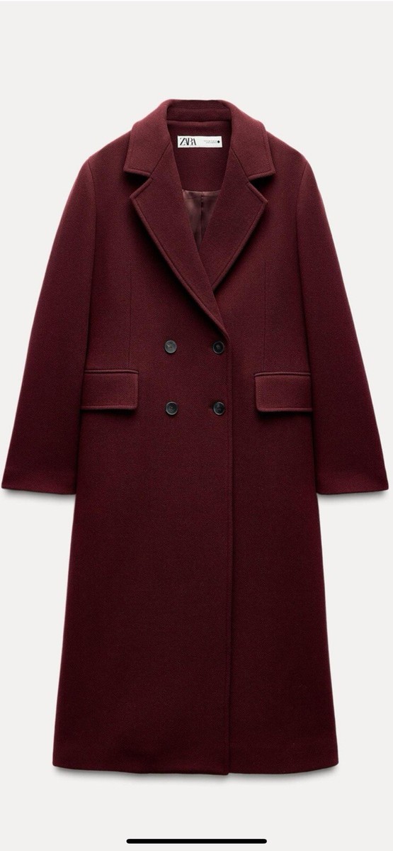 マロン 100% Authentic ZARA Burgundy Wool Blend Coat $229.90+Tax
