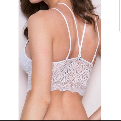 Anemone long line lace choker bralette ivory S/M
