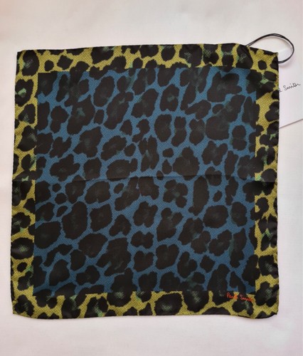 New Paul Smith Pocket Square “Leopard” Print Handkerchief blue/multi - Picture 2 of 4