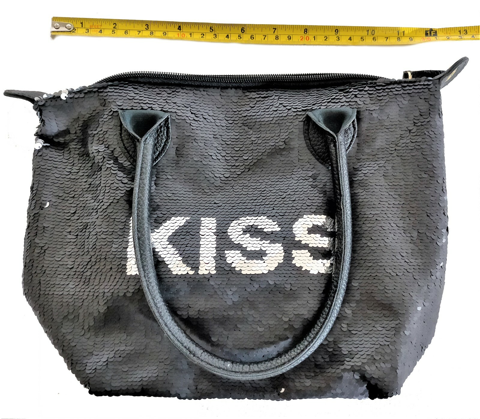 SAINT LAURENT Borsa Kiss Borsetta da Donna a Mano in Pailettes nera Giovanile e di Tendenza