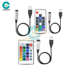 For 3528 5050 RGB LED Strip Light Mini 3/17/24 Key IR Remote Wireless Controller