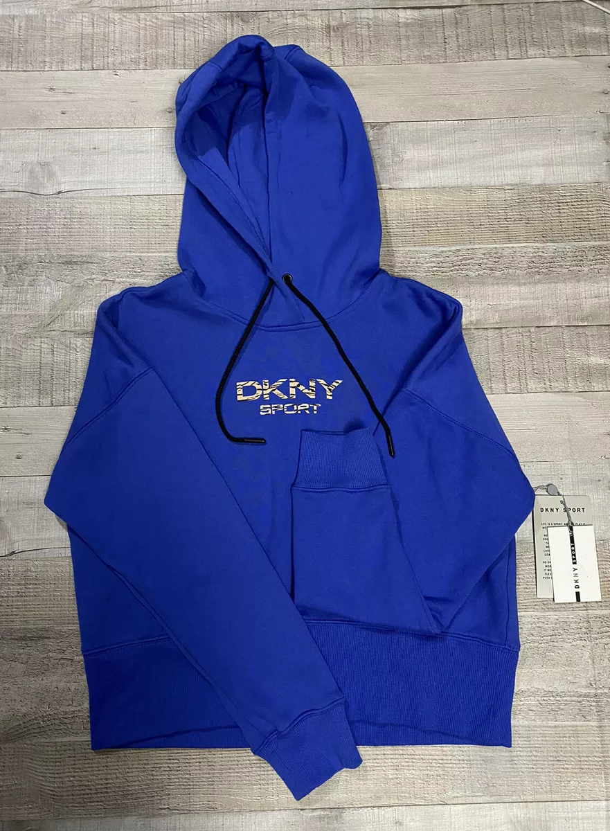 Dkny Sport Women's Tiger-Print Logo Hoodie XS Blue