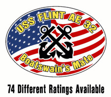 USS FLINT AE 32 Oval Decal / Sticker Military USN U S Navy S05A