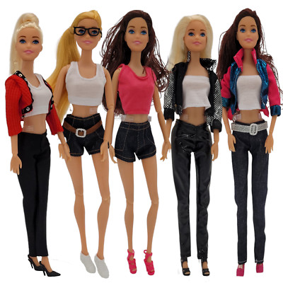 Kleidung & Zubehör für Barbie Puppe Hose Tops Jacke Kleid Outfit 5 Set Konvolut