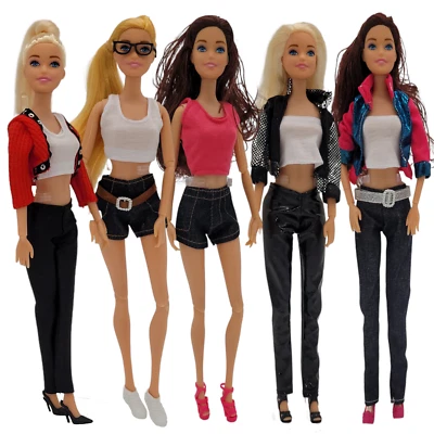 Kleidung & Zubehör für Barbie Puppe Hose Tops Jacke Kleid Outfit 5 Set Konvolut