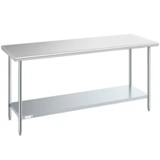 24"W x 72"L Stainless Steel Prep and Work Restaurant Table with Undershelf
