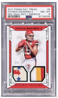 2017 PATRICK MAHOMES NATIONAL TREASURES ROOKIE DUAL PATCH /5