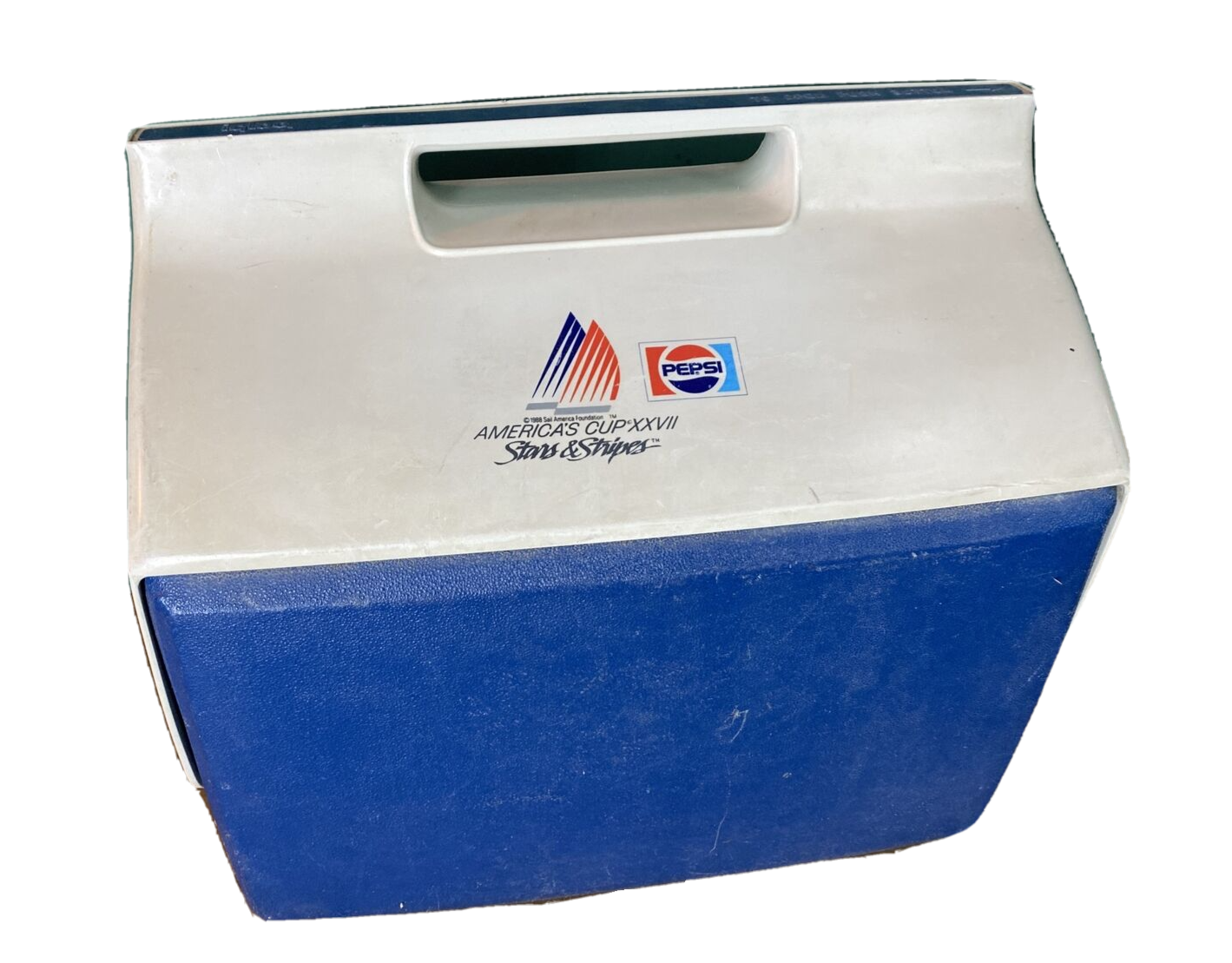 Igloo Playmate Kool Tunes Cooler With Speakers Blue And White Vintage