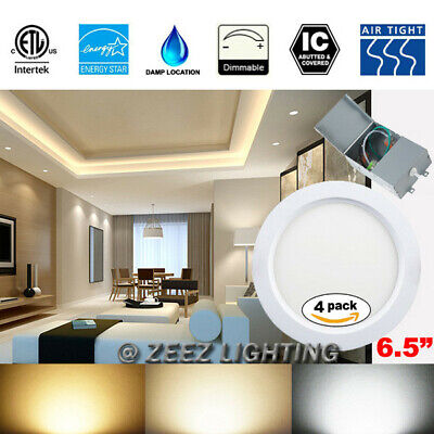 4X 16W 6.5"Natural White LED Recessed Ceiling Panel Down Light Fixture+J-Box ETL