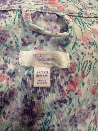 Vtg Secret Treasures Robe Long Nightgown Sleep Womens 2X 18-20W Floral Polyester - Picture 9 of 10