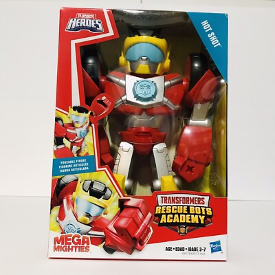Action Figure Transformers Rescue Bots Academy Mega Mighties Hot Shot 25 Cm | Giocattolo Robot Articolato Per Bambini 3+ | Playskool Heroes