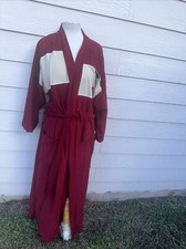 VINTAGE 70s Montgomery Ward Velour Robe One Size Lounge Smoking Housecoat
