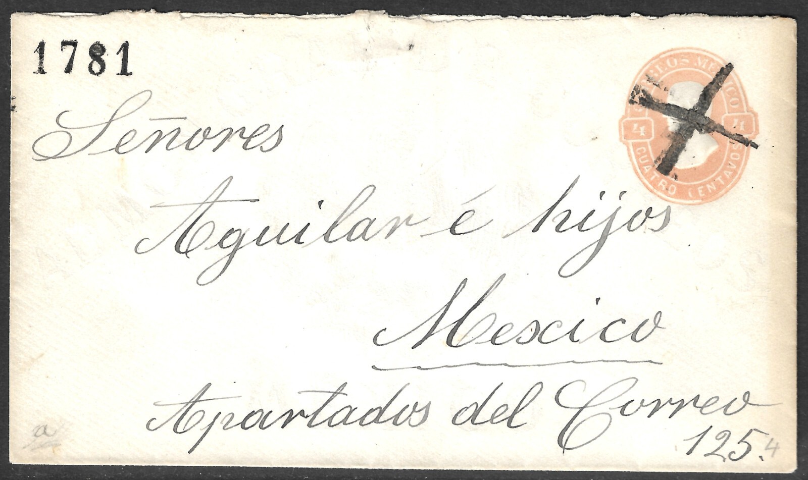 Mexico Hidalgo Envelope (Genuine) H&G B4a With Forged Address Circa 1880's.