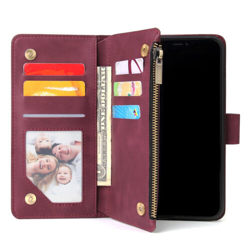 Para iPhone 16 15 14 13 12 Pro Max Magnético Cuero Cremallera Cartera Estuche Cubierta Abatible - Imagen 39 de 42