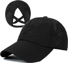 DOOVID Baseball Cap Women Summer Mesh Sports Criss One Size, 1 Pack Black