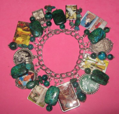 Melusine-Mermaid Goddess- Altered Art Charm Bracelet-Handmade-OOAK