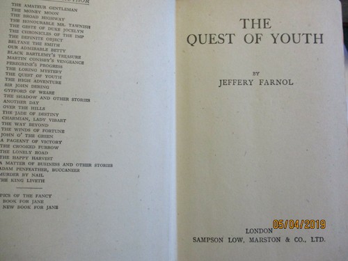 Jeffery Farnol THE QUEST OF YOUTH 1943 HC  HISTORICAL Jasper Shrig - Picture 3 of 6