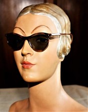 NOS Vintage 40s New Women Brown Acetate Pantos Frames Sunglasses Made in France