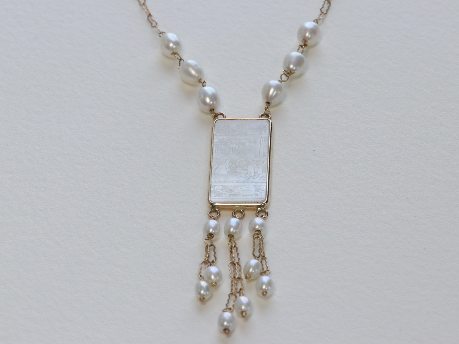 Donna Chambers Mother of Pearl Chinese Gambling Chip and Gold Necklace eBay