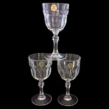 3 RCR Royal Crystal Rock Wine Glasses Goblet Columbia MCM Baroque Rococo Regency