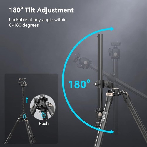 Trípode para cámara SmallRig CT200 73" columna central lateral con carga máxima monópode 22 lb - Imagen 2 de 9