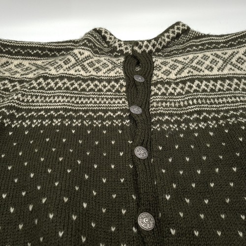 Vintage Jumper Sweater Men Cardigan Fair Isle Wool Aa8 Size L - Picture 4 of 6