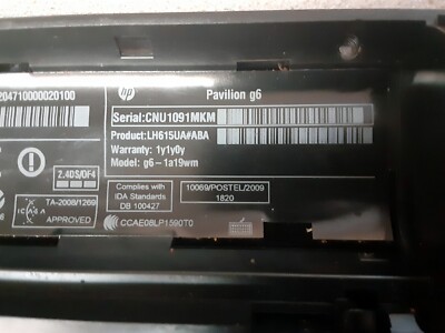 Parts for HP Pavilion G6 Notebook