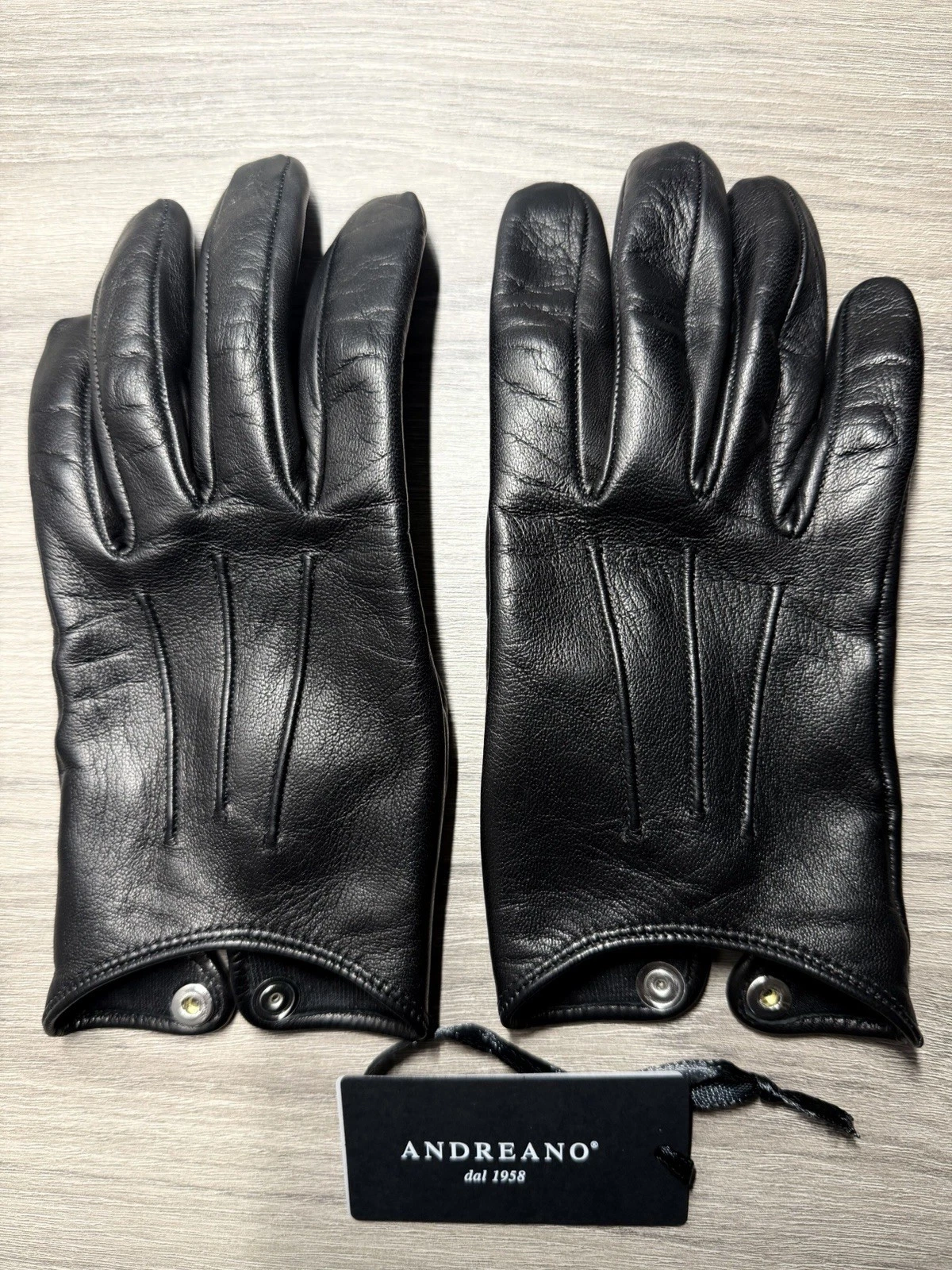Andreano Italian Cop Gloves. Womens 7. Black. Silk Lined. Soft And Thin.