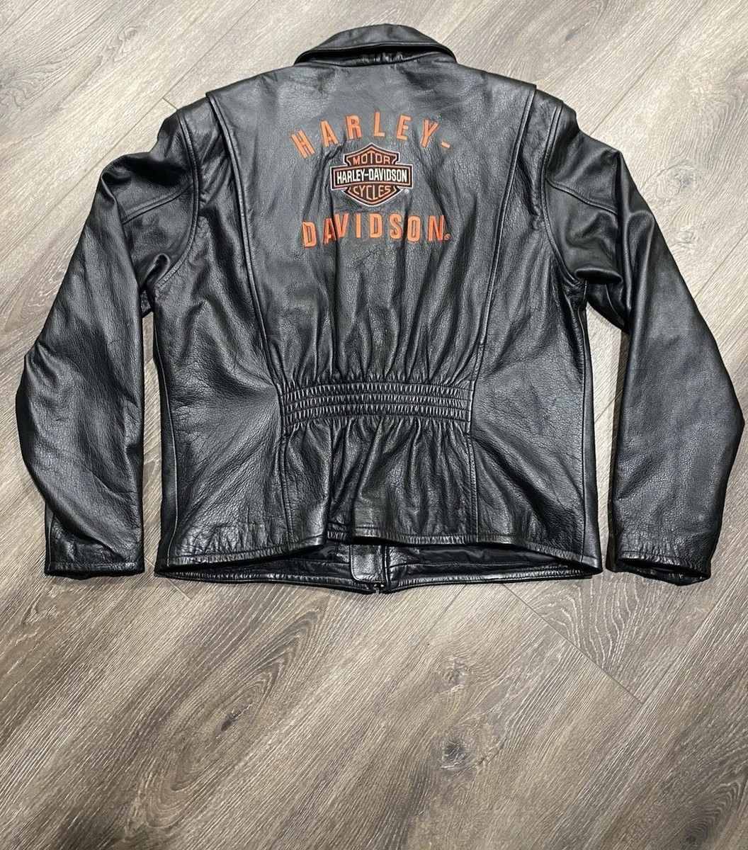 Harley Davidson Women's XL Black Leather Jacket RN 103819 CA 03402